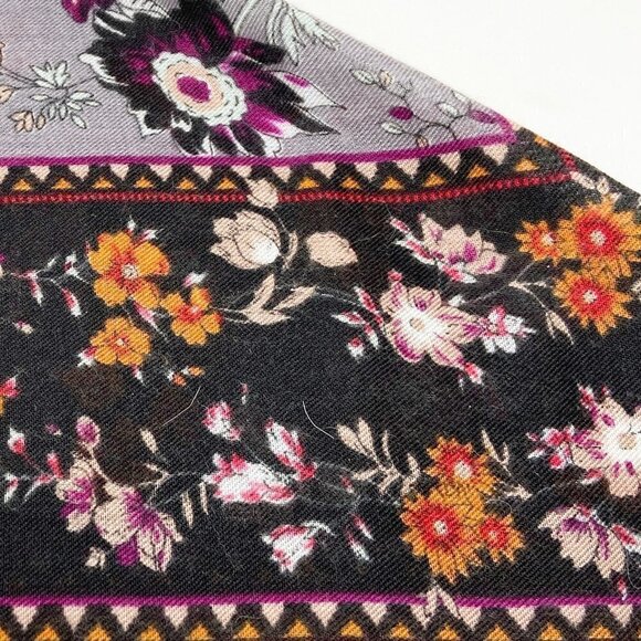VINTAGE CHALLIS by Berkshire | Floral Black Tan Gray 29" Scarf - Picture 6 of 7